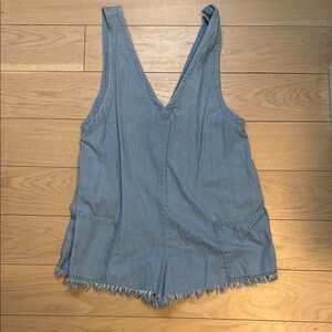 Casual Blue Denim V-Neck Playsuit